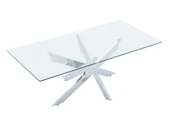 Mesa de centro de vidrio templado y metal cromado - Transparente - COSIMA