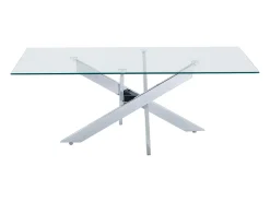 Mesa de centro de vidrio templado y metal cromado - Transparente - COSIMA