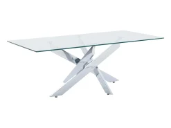 Mesa de centro de vidrio templado y metal cromado - Transparente - COSIMA