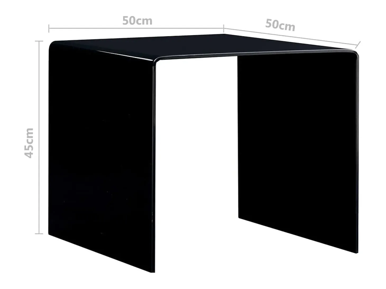 Mesa de centro de vidrio templado negro 50x50x45 cm