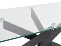 Mesa de centro de vidrio templado y metal negro - Transparente - COSIMA