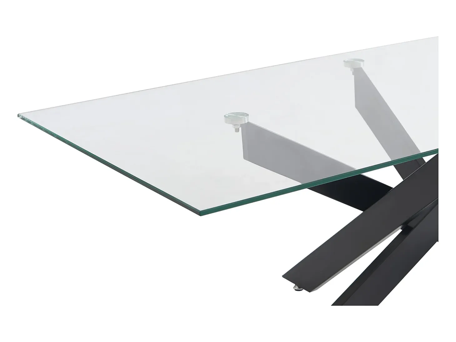 Mesa de centro de vidrio templado y metal negro - Transparente - COSIMA