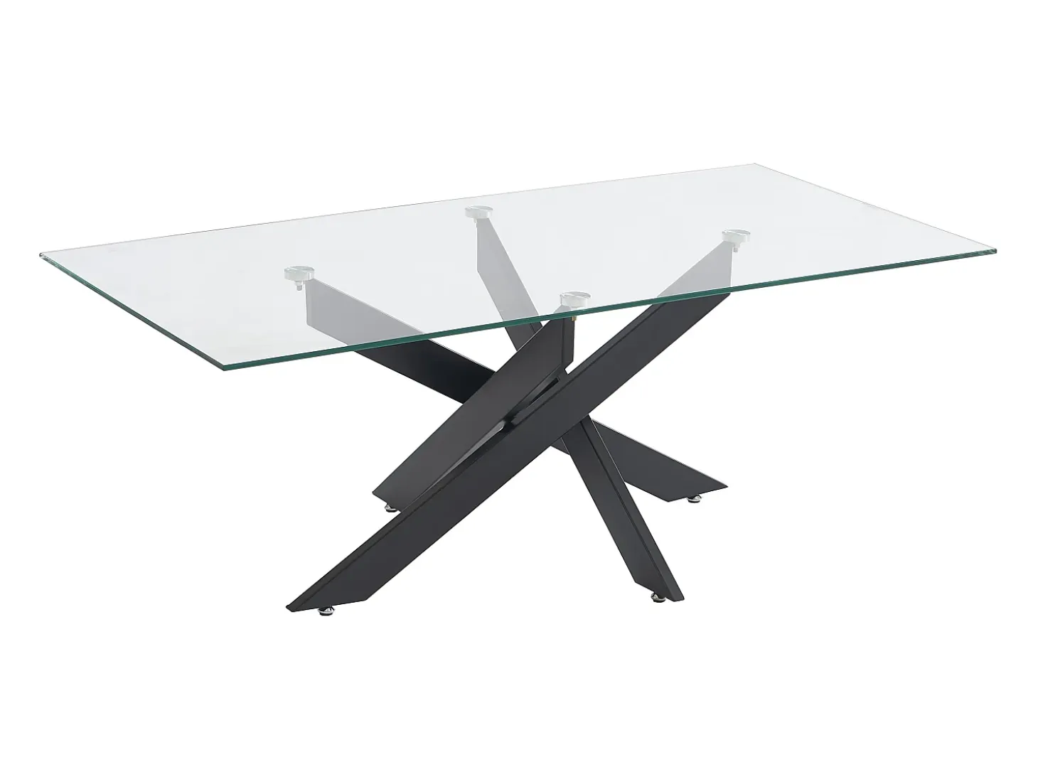 Mesa de centro de vidrio templado y metal negro - Transparente - COSIMA
