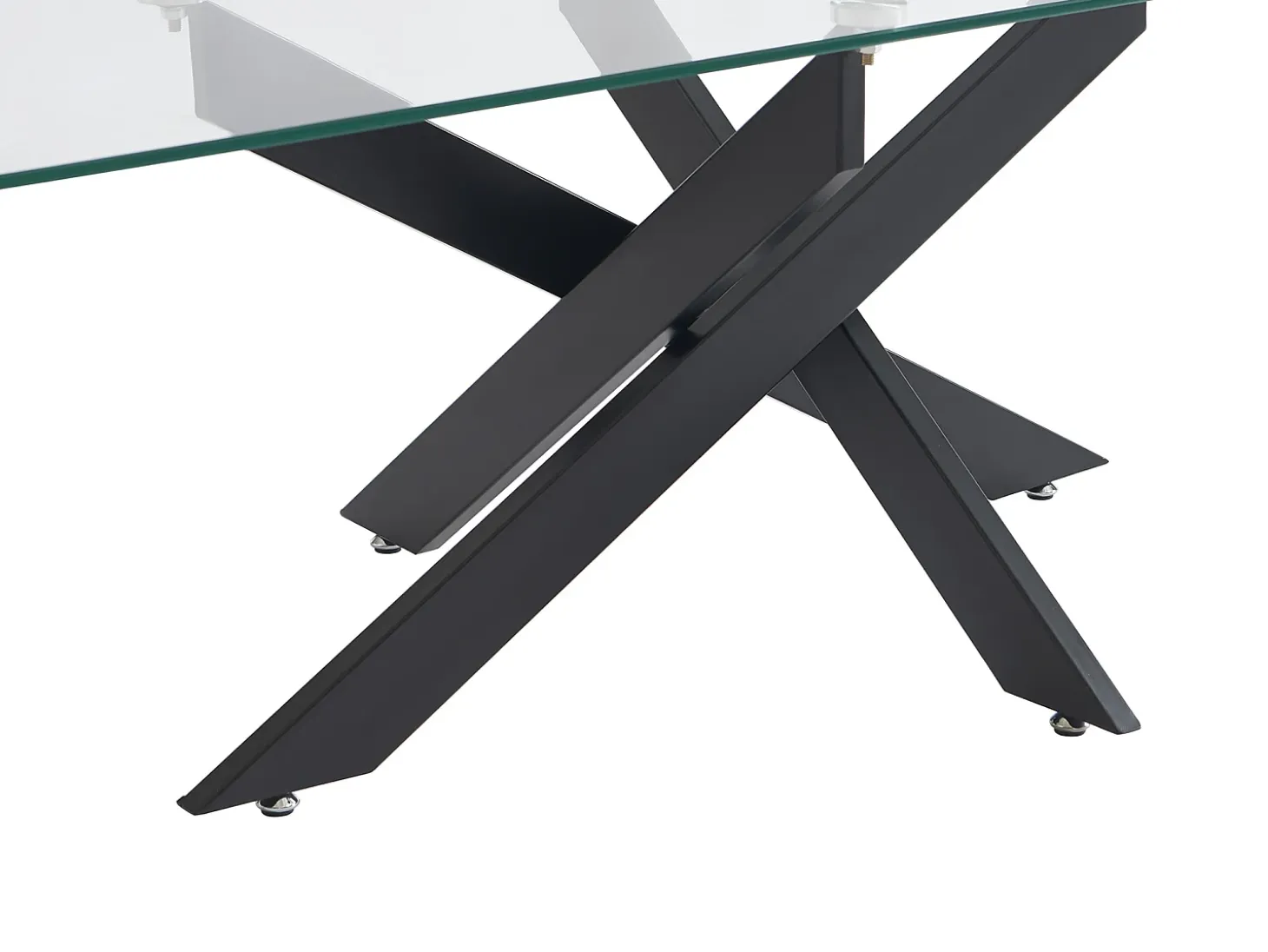 Mesa de centro de vidrio templado y metal negro - Transparente - COSIMA