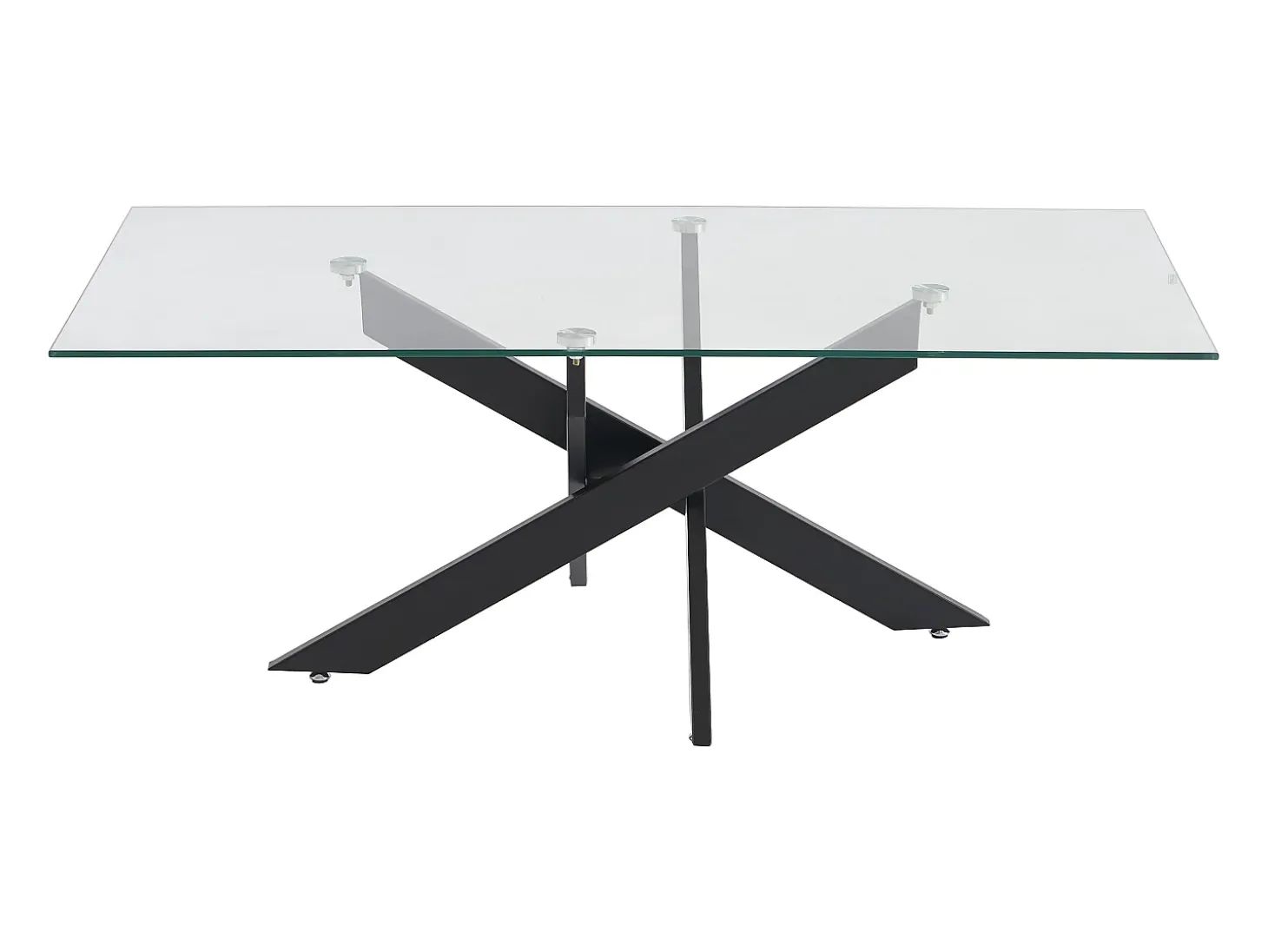 Mesa de centro de vidrio templado y metal negro - Transparente - COSIMA