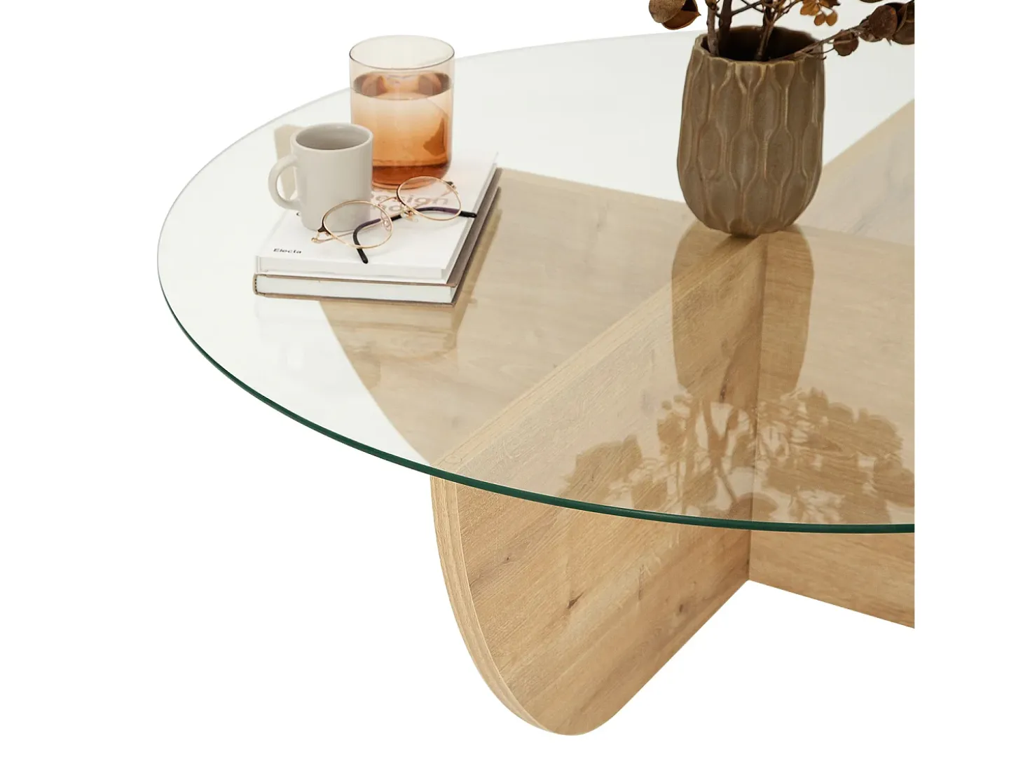 Mesa de centro de vidrio templado AYSUN - Natural, transparente y transparente