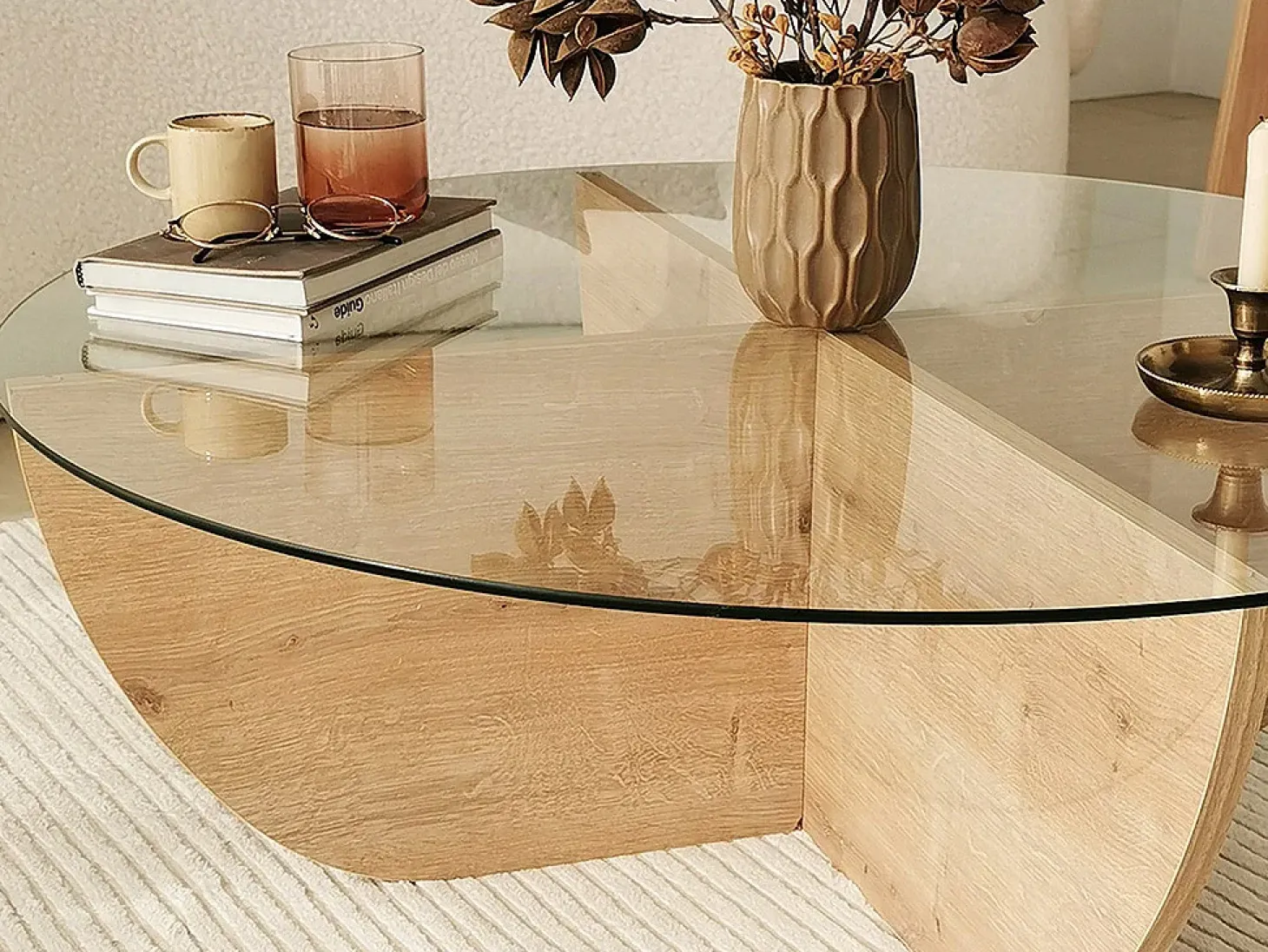 Mesa de centro de vidrio templado AYSUN - Natural, transparente y transparente