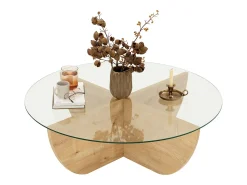 Mesa de centro de vidrio templado AYSUN - Natural, transparente y transparente