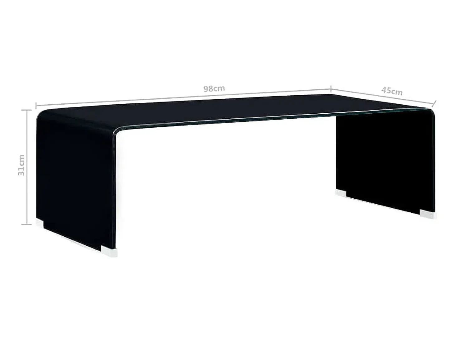 Mesa de centro de vidrio templado negro 98x45x31 cm