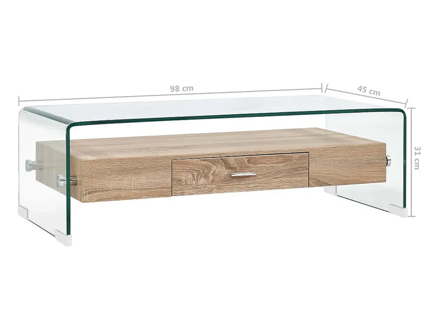 Mesa de centro de vidrio templado transparente 98x45x31 cm