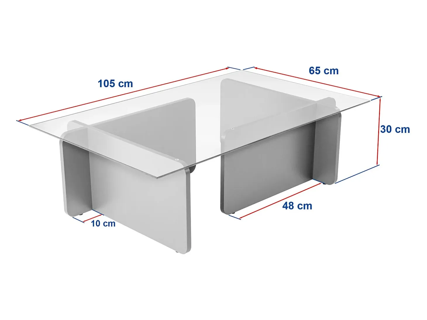 Mesa de centro de vidrio templado - Natural claro y Transparente - AZRA