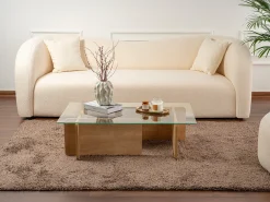 Mesa de centro de vidrio templado - Natural claro y Transparente - AZRA