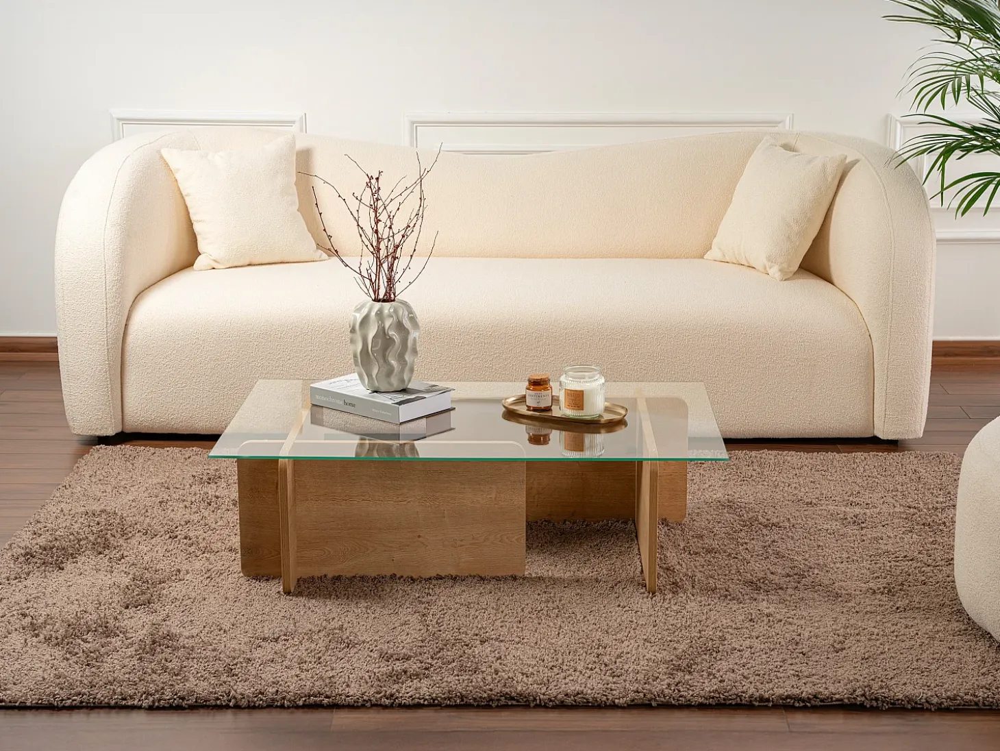 Mesa de centro de vidrio templado - Natural claro y Transparente - AZRA