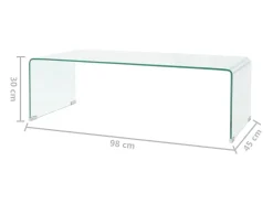 Mesa de centro de vidrio templado transparente 98x45x30 cm