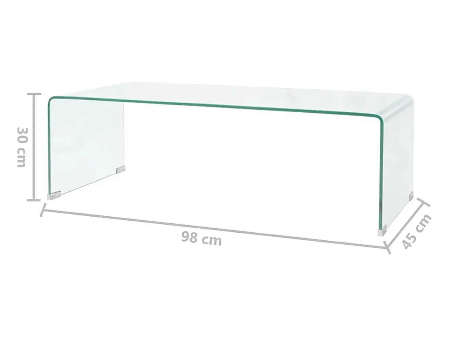 Mesa de centro de vidrio templado transparente 98x45x30 cm