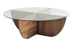 Mesa de centro de vidrio templado AYSUN - Natural oscuro y transparente