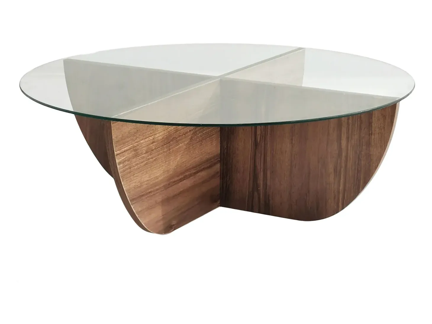 Mesa de centro de vidrio templado AYSUN - Natural oscuro y transparente