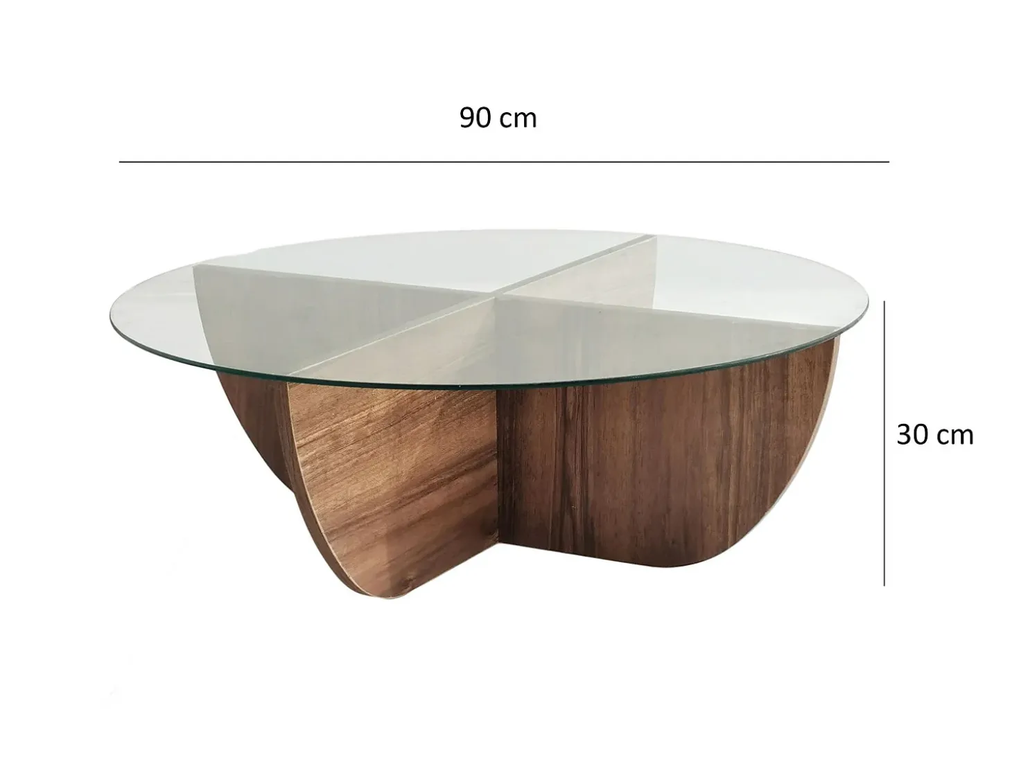 Mesa de centro de vidrio templado AYSUN - Natural oscuro y transparente