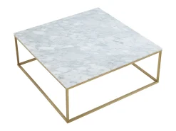 Mesa de centro design - Mármol y metal - Blanco y Dorado - ARETHA