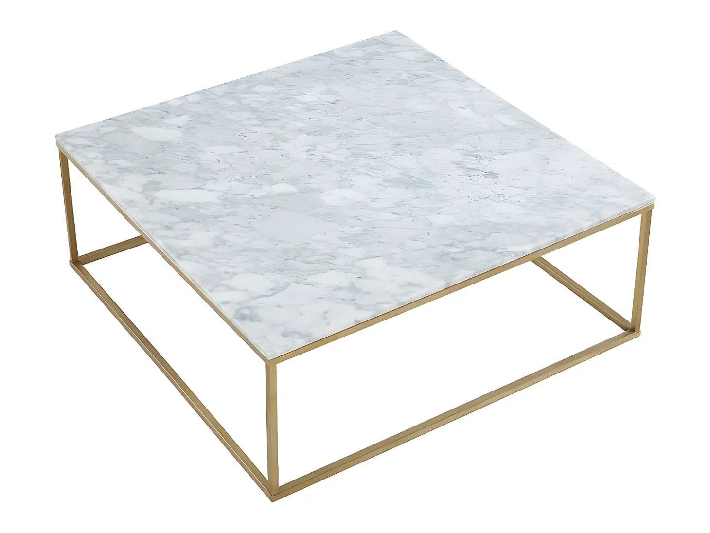 Mesa de centro design - Mármol y metal - Blanco y Dorado - ARETHA
