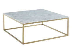Mesa de centro design - Mármol y metal - Blanco y Dorado - ARETHA