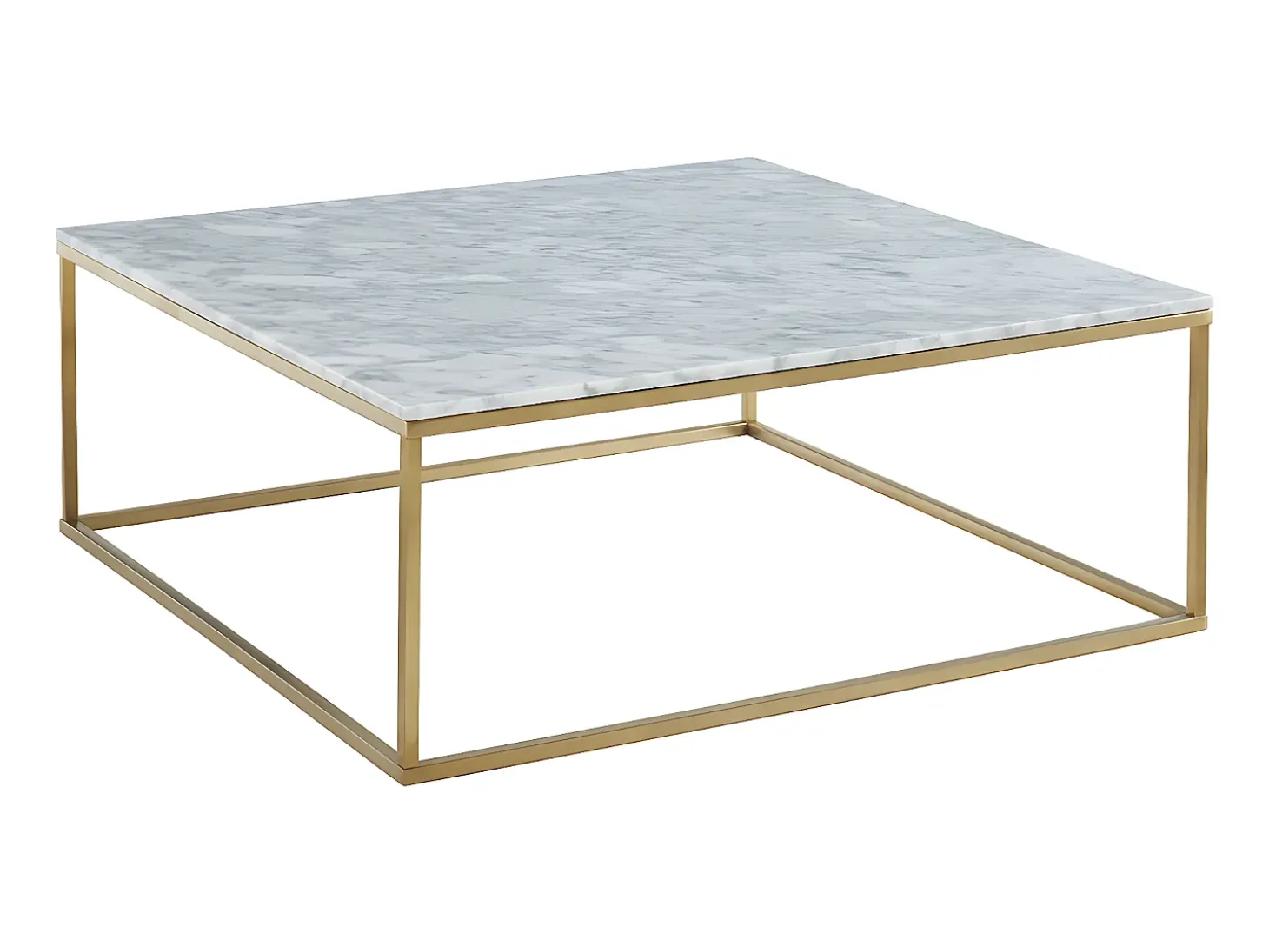 Mesa de centro design - Mármol y metal - Blanco y Dorado - ARETHA