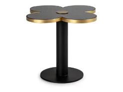 Mesa de centro diseño trébol de 4 hojas, granito negro y metal negro