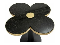 Mesa de centro diseño trébol de 4 hojas, granito negro y metal negro