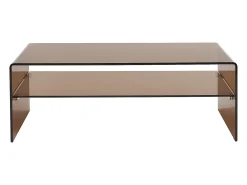 Mesa de centro doble nivel en cristal templado - Marrón - STILEOS
