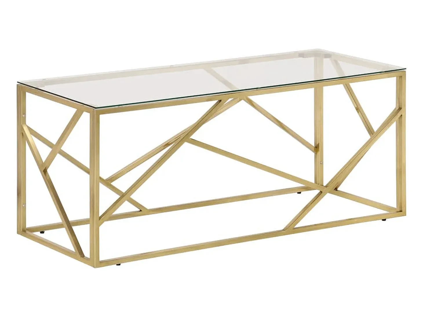 Mesa de centro dorada acero inoxidable y vidrio templado