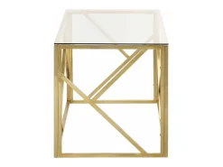 Mesa de centro dorada acero inoxidable y vidrio templado