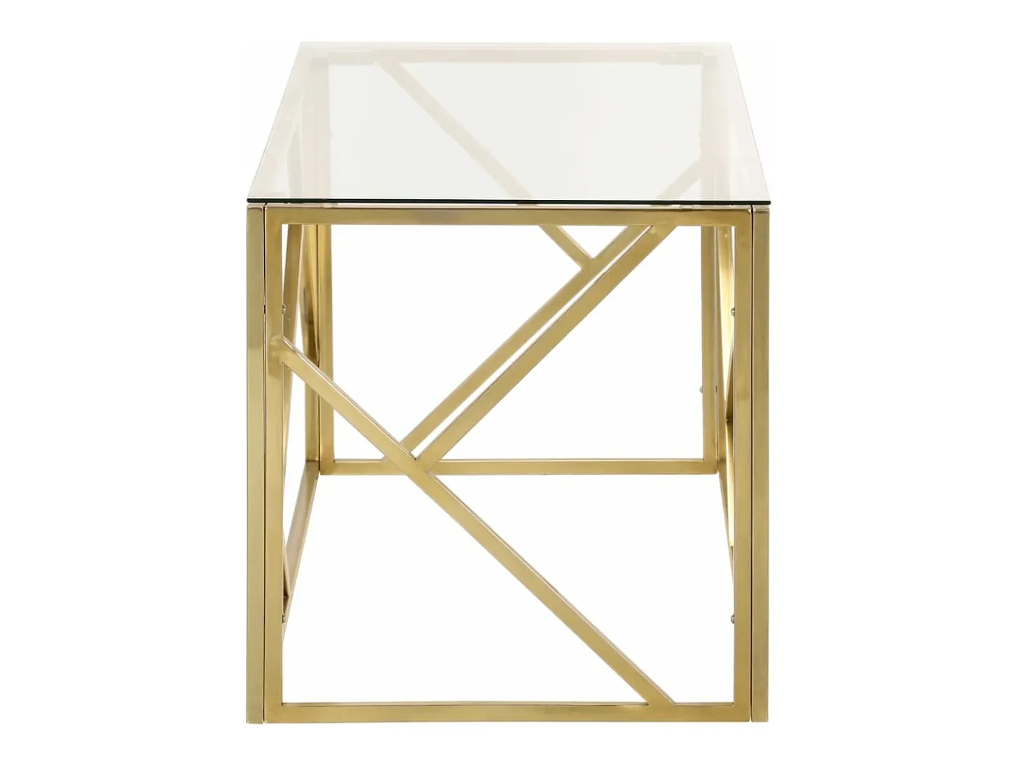 Mesa de centro dorada acero inoxidable y vidrio templado
