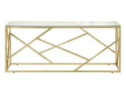 Mesa de centro dorada acero inoxidable y vidrio templado