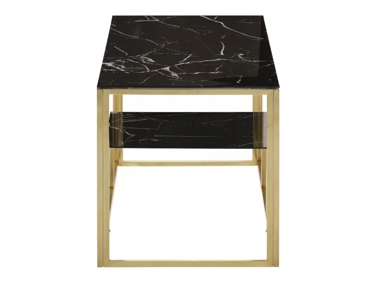 Mesa de centro dorada acero inoxidable y vidrio templado