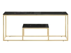 Mesa de centro dorada acero inoxidable y vidrio templado