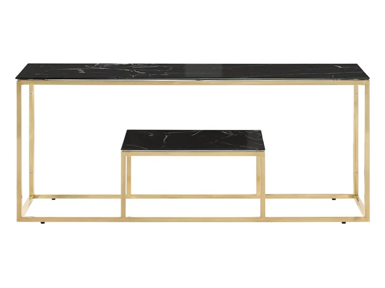 Mesa de centro dorada acero inoxidable y vidrio templado