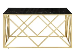 Mesa de centro dorada acero inoxidable y vidrio templado