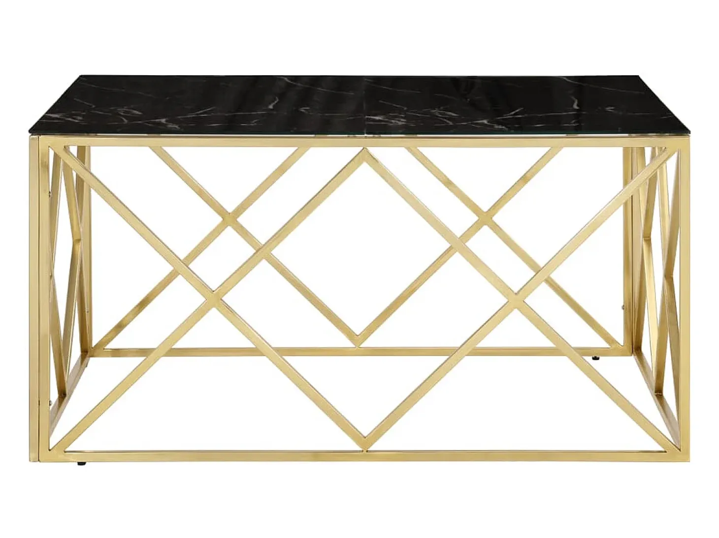 Mesa de centro dorada acero inoxidable y vidrio templado