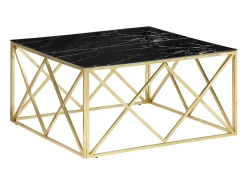 Mesa de centro dorada acero inoxidable y vidrio templado