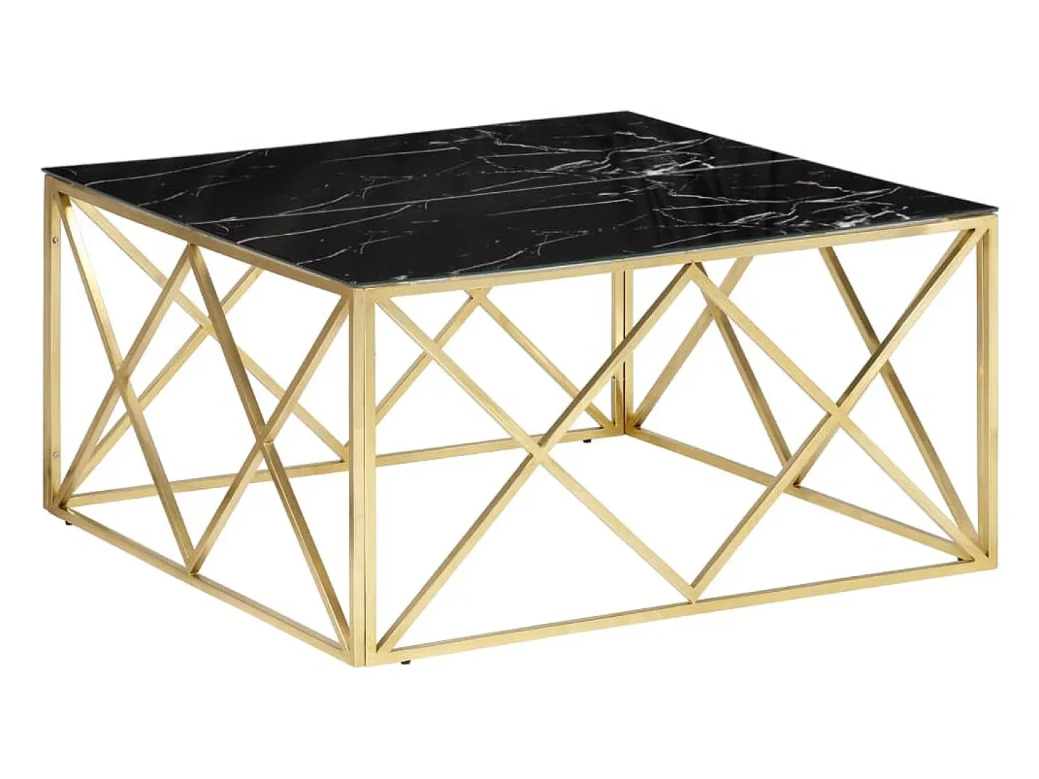 Mesa de centro dorada acero inoxidable y vidrio templado