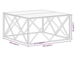 Mesa de centro dorada acero inoxidable y vidrio templado