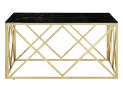 Mesa de centro dorada acero inoxidable y vidrio templado