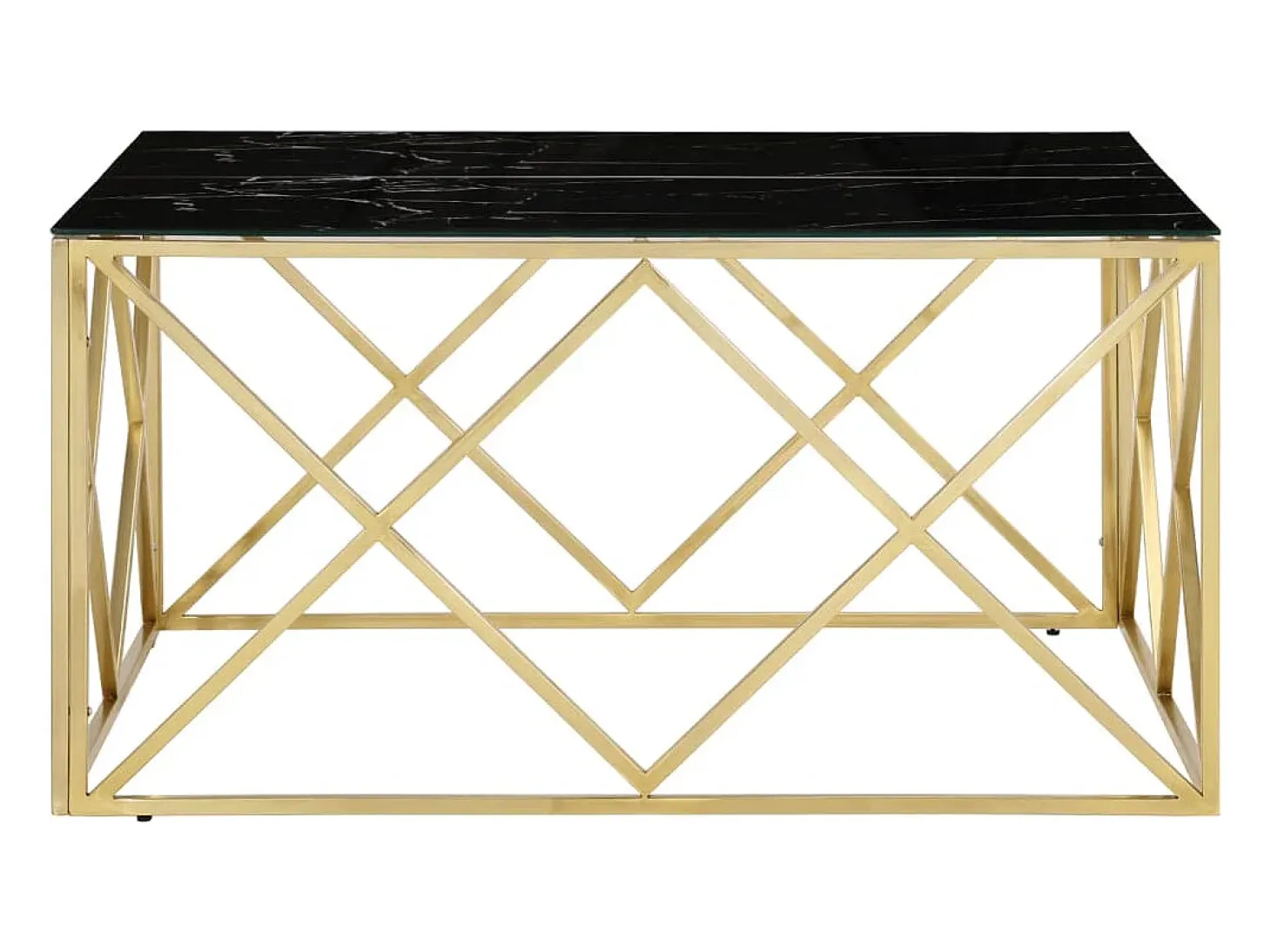 Mesa de centro dorada acero inoxidable y vidrio templado