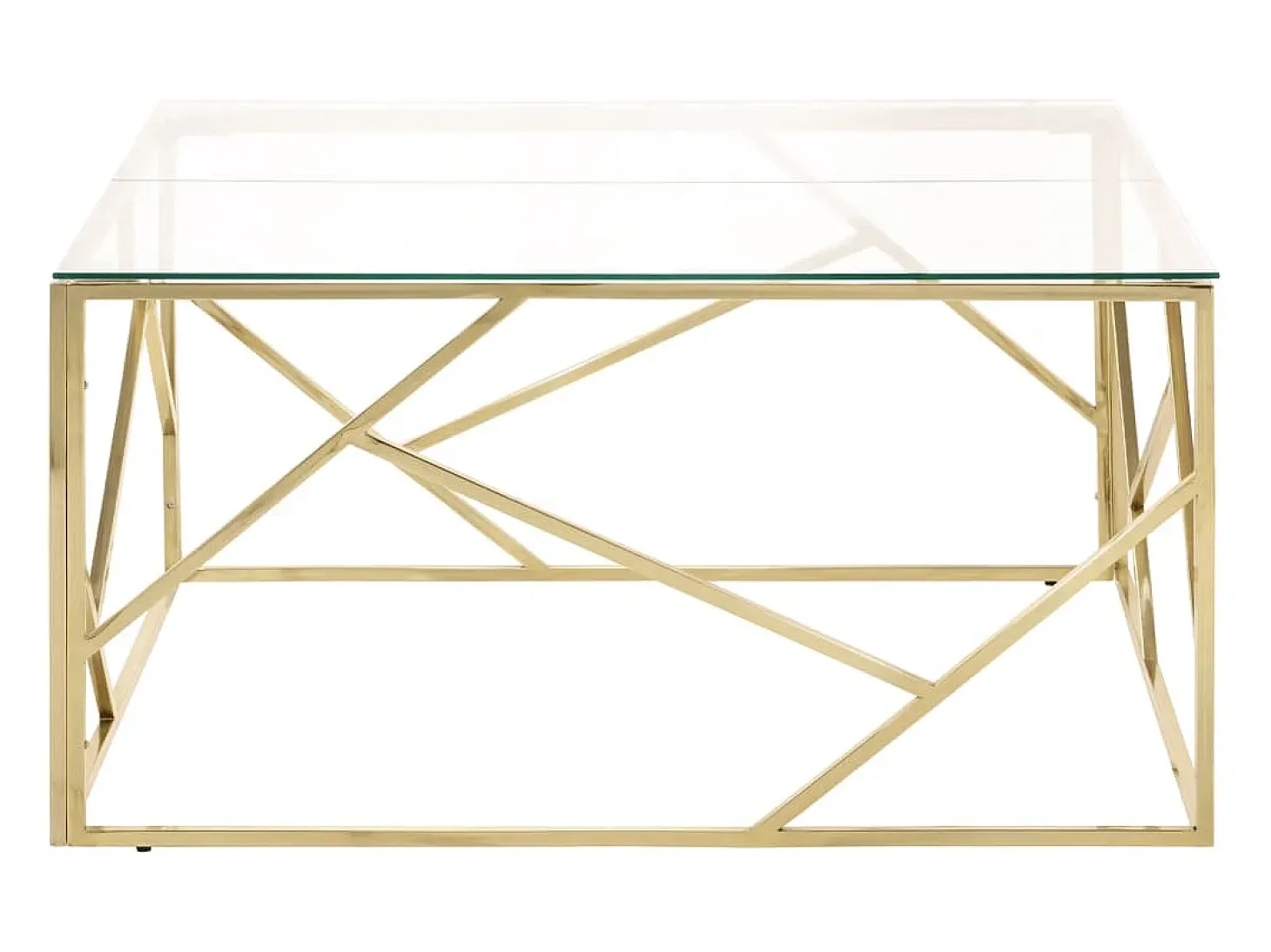 Mesa de centro dorada acero inoxidable y vidrio templado