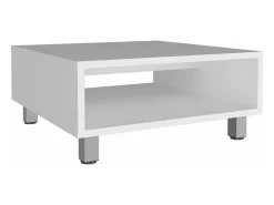Mesa de Centro Eclipse en melamina con estantes inferior y 4 patas , blanco , 26.9 cm X 60 cm X 60 cm