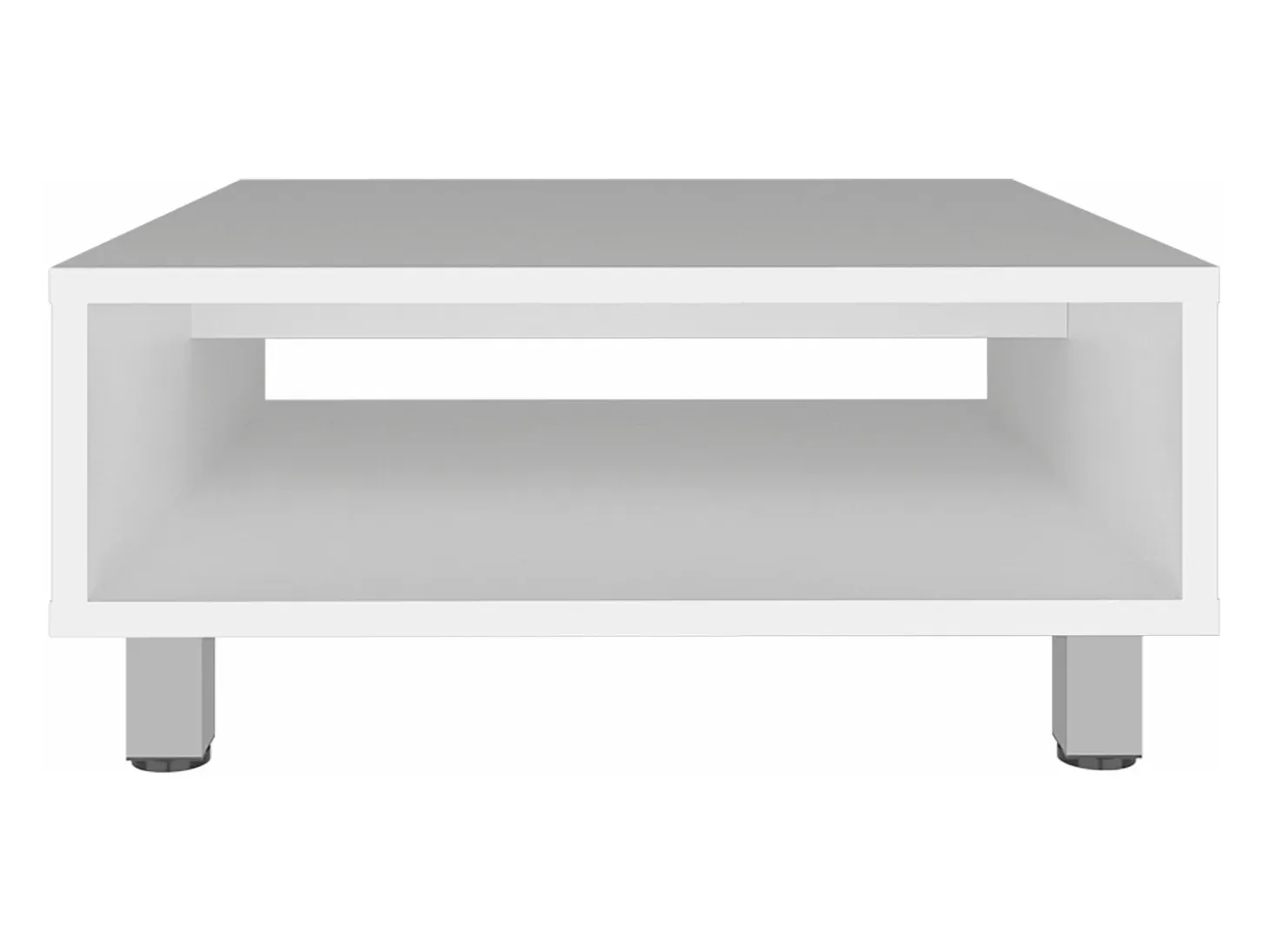 Mesa de Centro Eclipse en melamina con estantes inferior y 4 patas , blanco , 26.9 cm X 60 cm X 60 cm