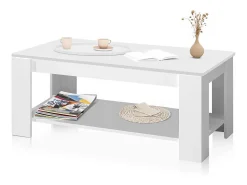 Mesa de centro elevable con almacenaje en blanco mate 120x43-54 cm Lya Blanco Artik (Blanco Mate)