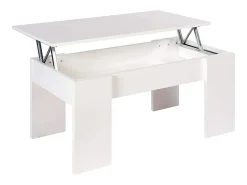 Mesa de Centro Elevable Elise, Blanco y Cemento 90x50 cm