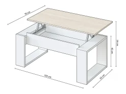Mesa de centro elevable Neo Blanco Artik (Blanco Mate) - Roble Canadian