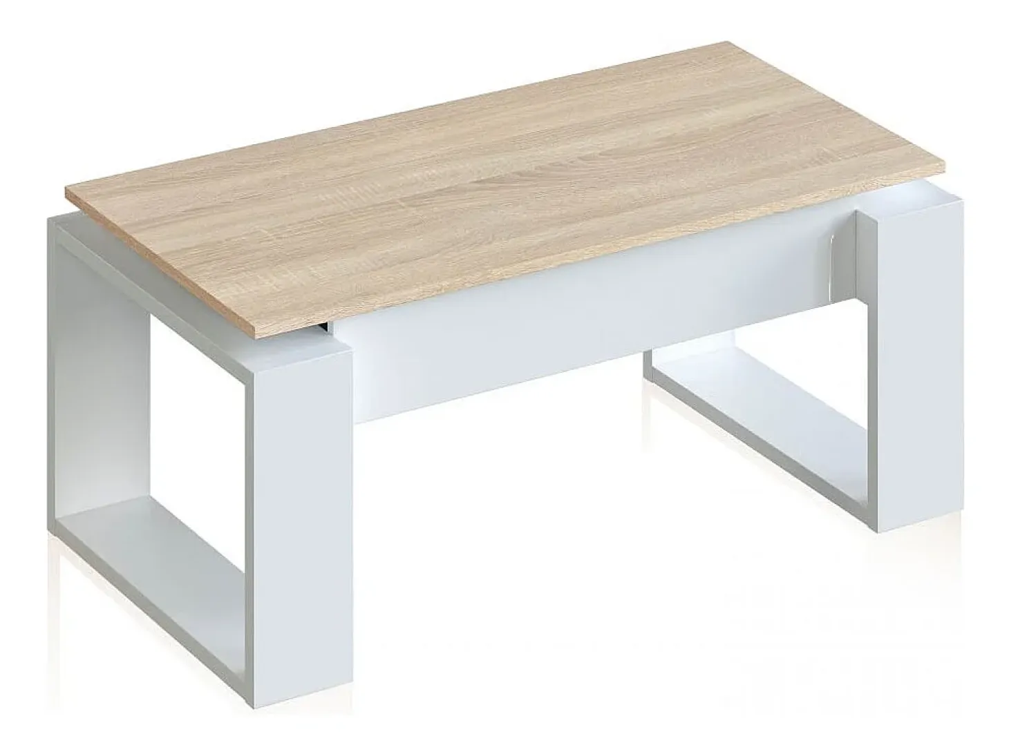 Mesa de centro elevable Neo Blanco Artik (Blanco Mate) - Roble Canadian